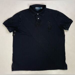 Polo Ralph Lauren Rugby Polo Shirt Men Large Black Big Pony 9 Short Sleeve